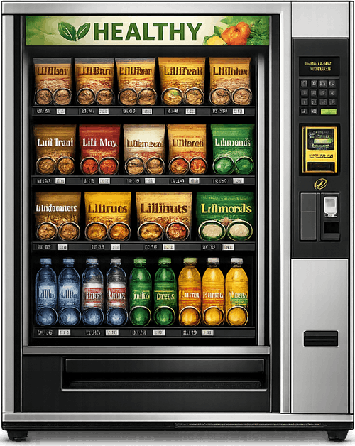 Healthy vending machine with nutritious snacks